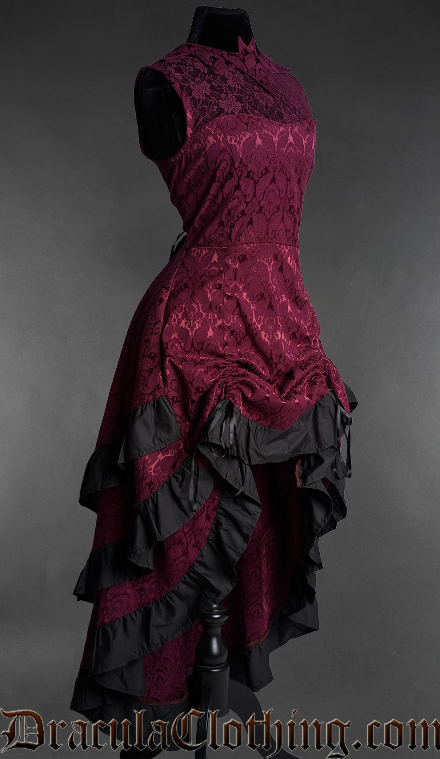 Burgundy Bat Bustle Dress