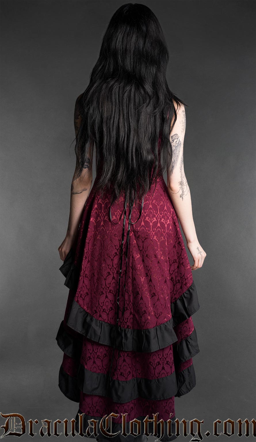 Burgundy Bat Bustle Dress L