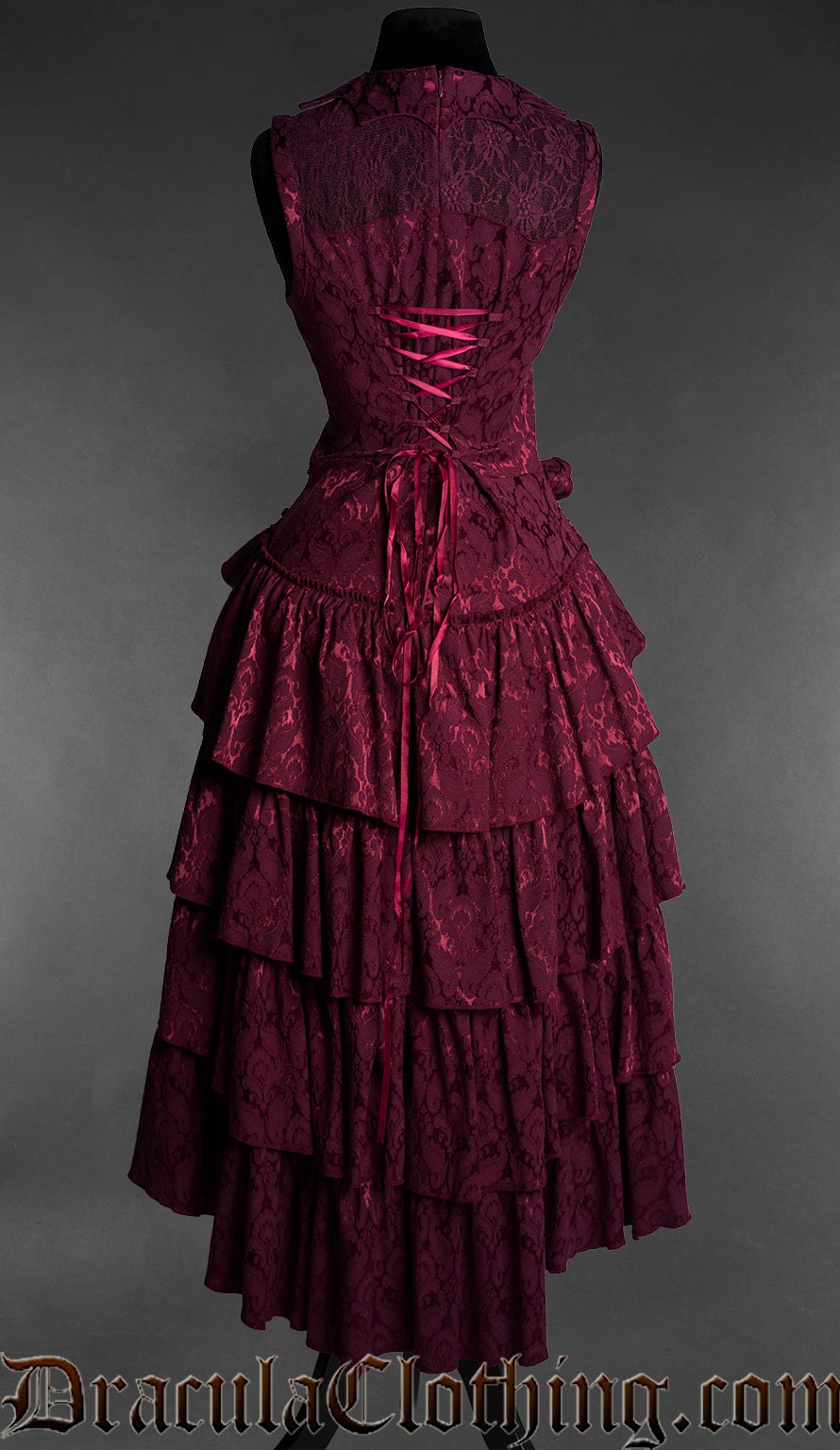 Burgundy Bat Ruffle Dress