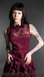Burgundy Bat Ruffle Dress