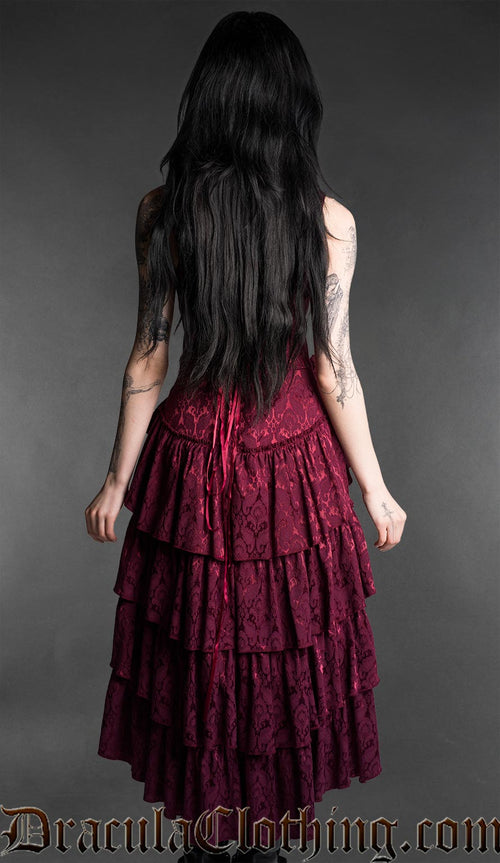 Burgundy Bat Ruffle Dress