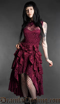 Burgundy Bat Ruffle Dress