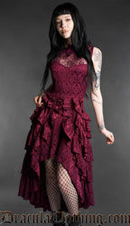 Burgundy Bat Ruffle Dress