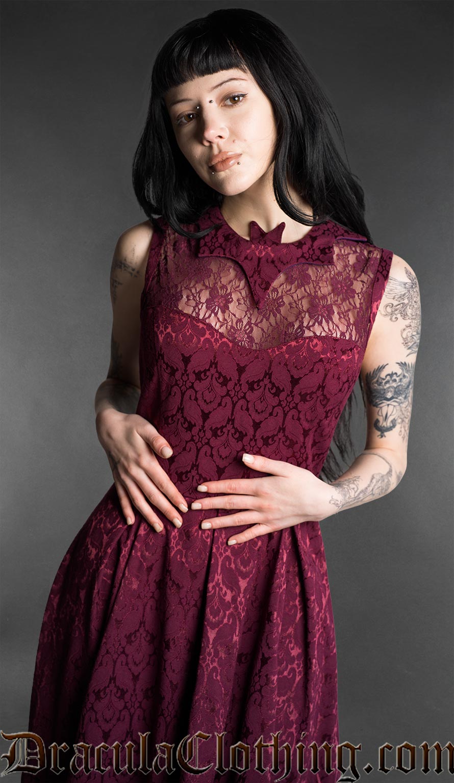 Burgundy Bat Succubus Dress
