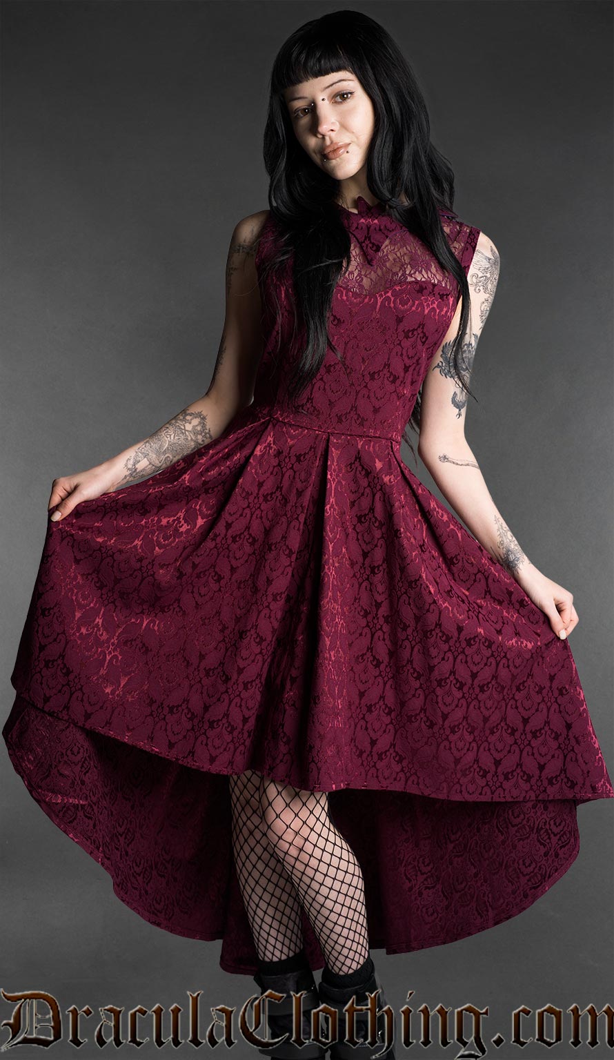 Burgundy Bat Succubus Dress