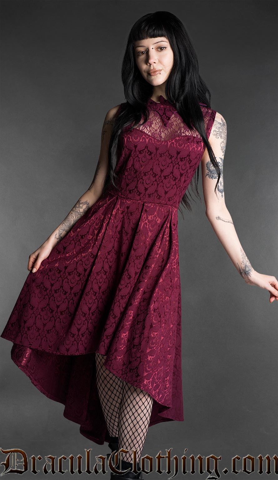 Burgundy Bat Succubus Dress