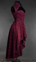 Burgundy Brocade Choker Dress