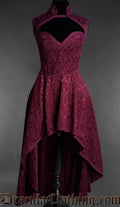 Burgundy Brocade Choker Dress
