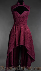 Burgundy Brocade Choker Dress