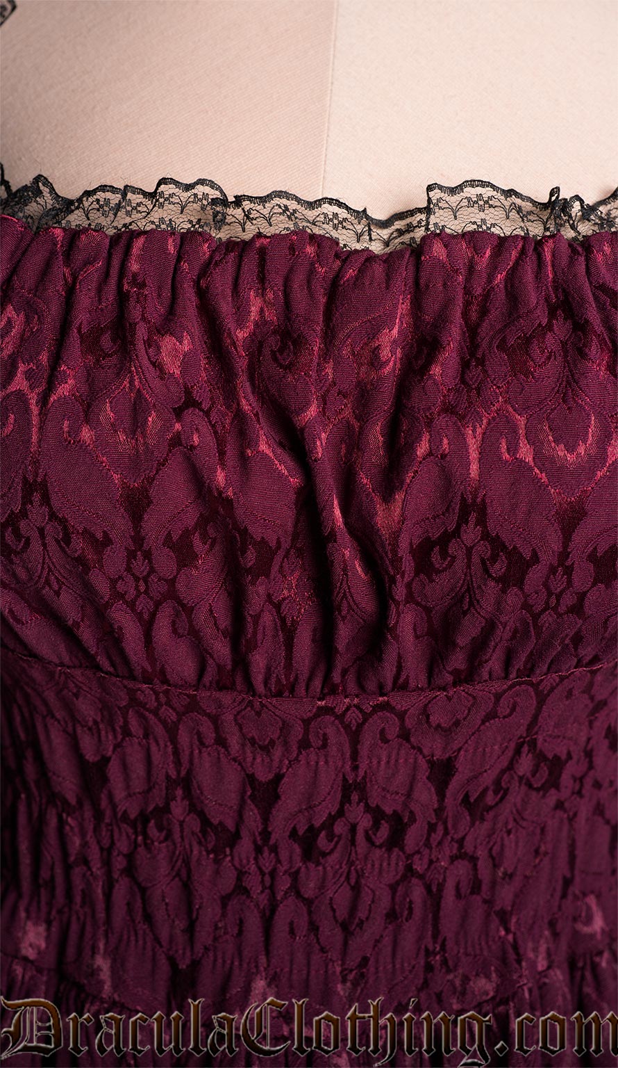 Burgundy Brocade Gothabilly Dress