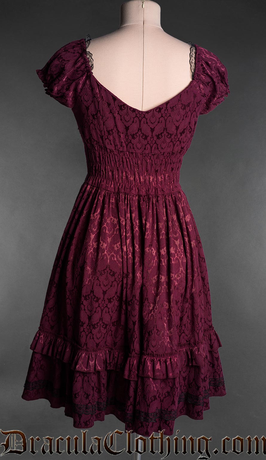 Burgundy Brocade Gothabilly Dress