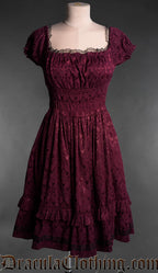 Burgundy Brocade Gothabilly Dress