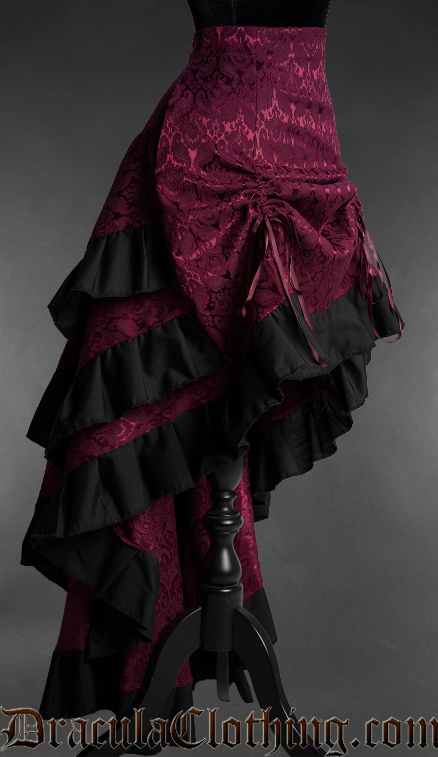 Burgundy Layer Bustle Skirt