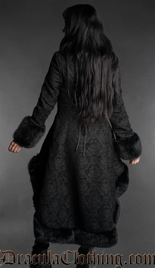 Chenille Brocade High Low Winter Coat
