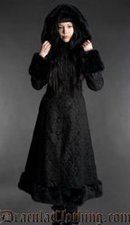Chenille Brocade Winter Coat With Hood