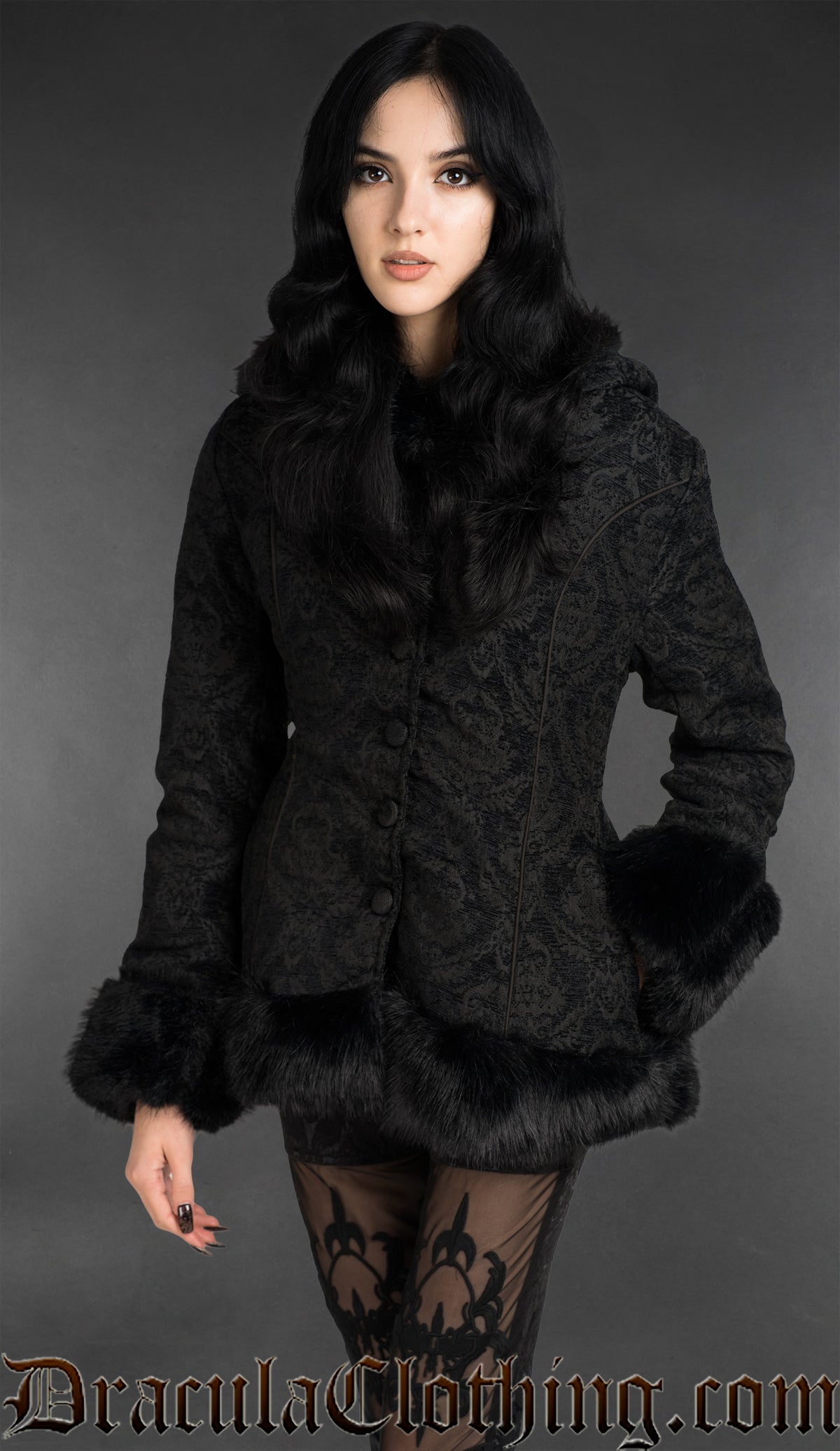 Chenille Brocade Winter Jacket With Hood