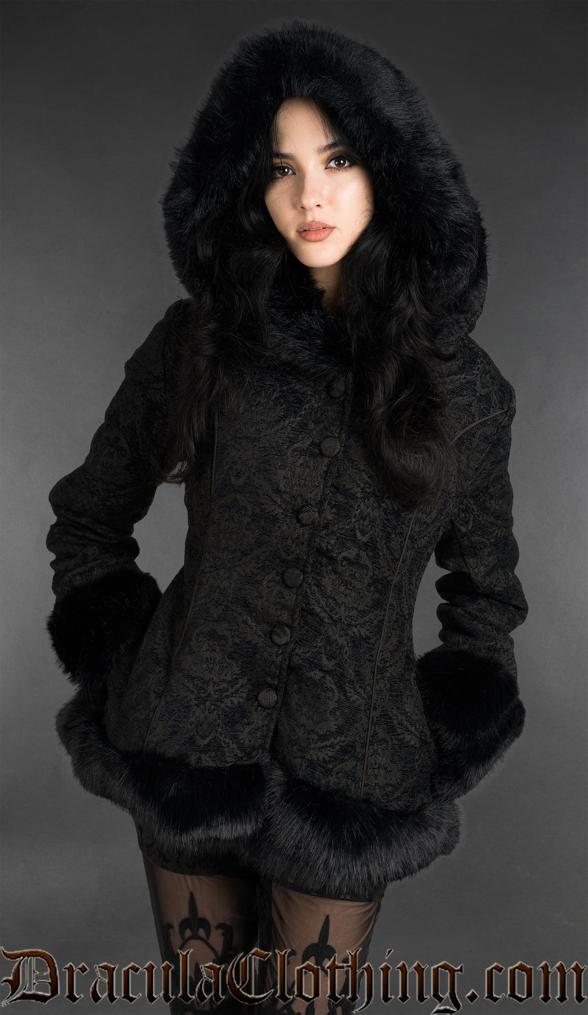 Chenille Brocade Winter Jacket With Hood