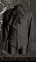 Black men's formal shirt with detachable lace details