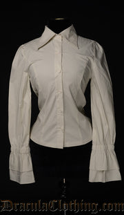  CREAM COTTON ELEGANT CRAVAT BLOUSE