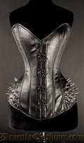 Faux Leather Hip Clasp Spike Corset