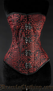 Red Jacquard Overbust Clasp Corset 