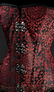 Red Jacquard Overbust Clasp Corset 