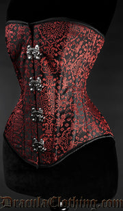 Red Jacquard Overbust Clasp Corset 