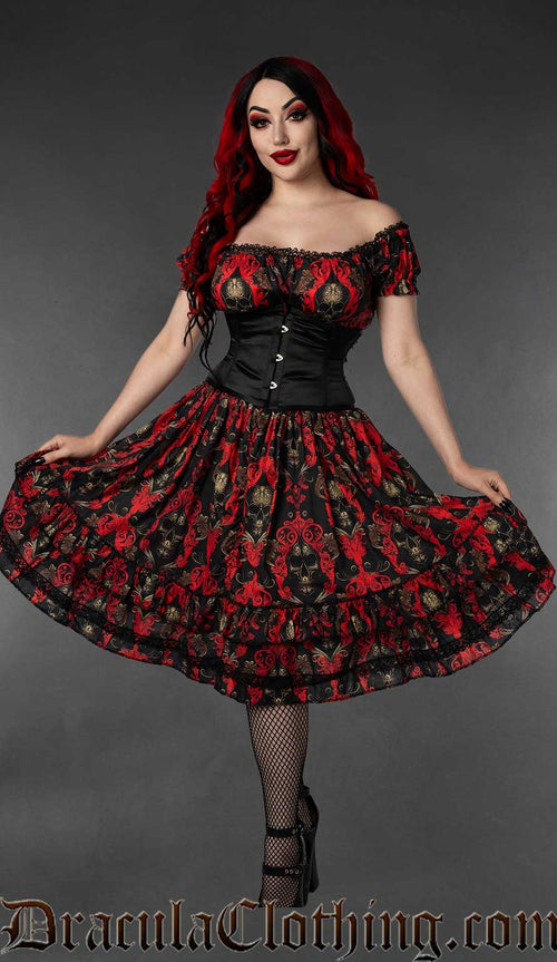 red and black emo dresses Universal Lolita Judgment Day Black Red Strap Dress Vest Sleeves Three   Sugarplum Store
