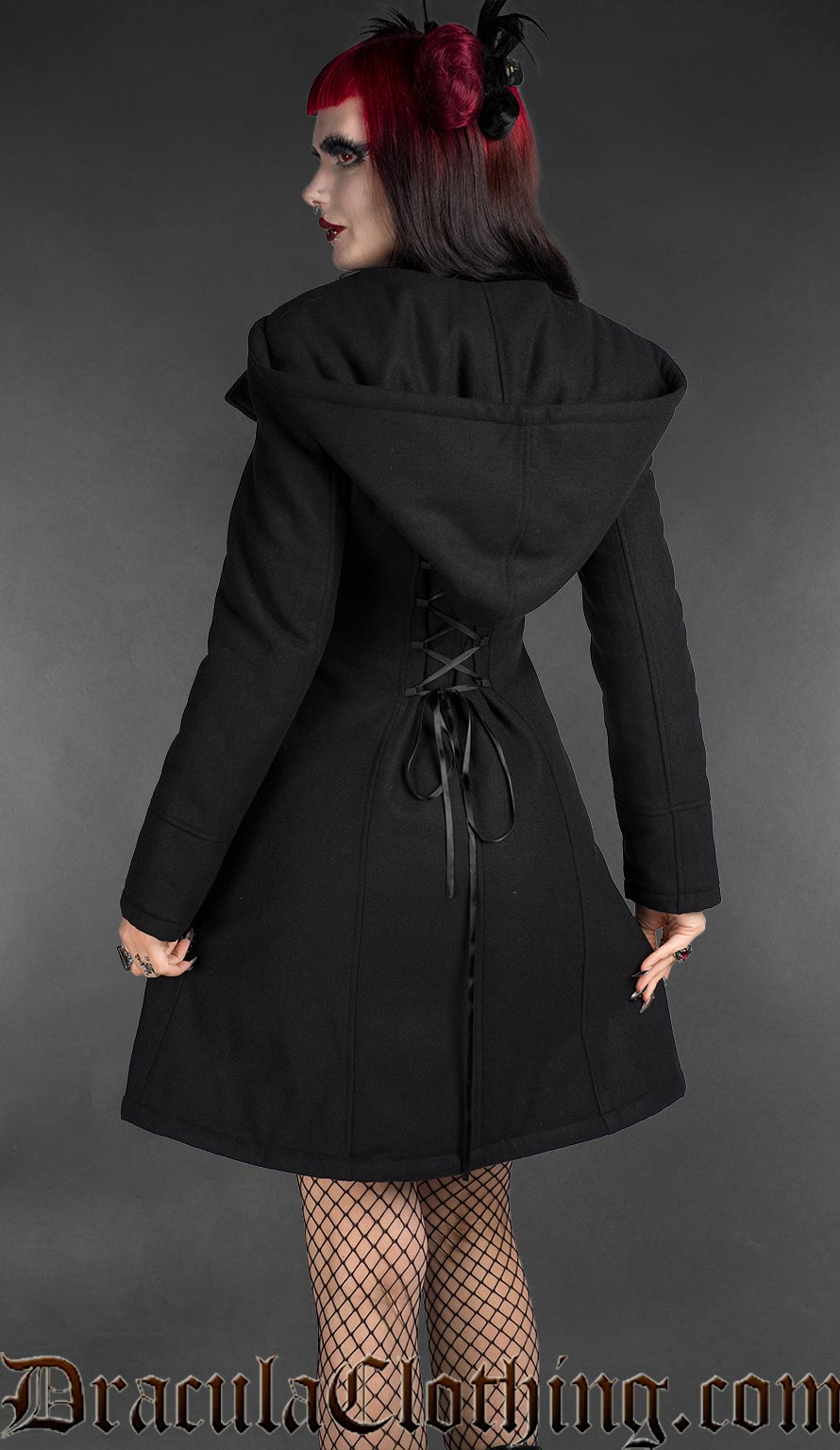 Embroidered Hooded Wool Coat