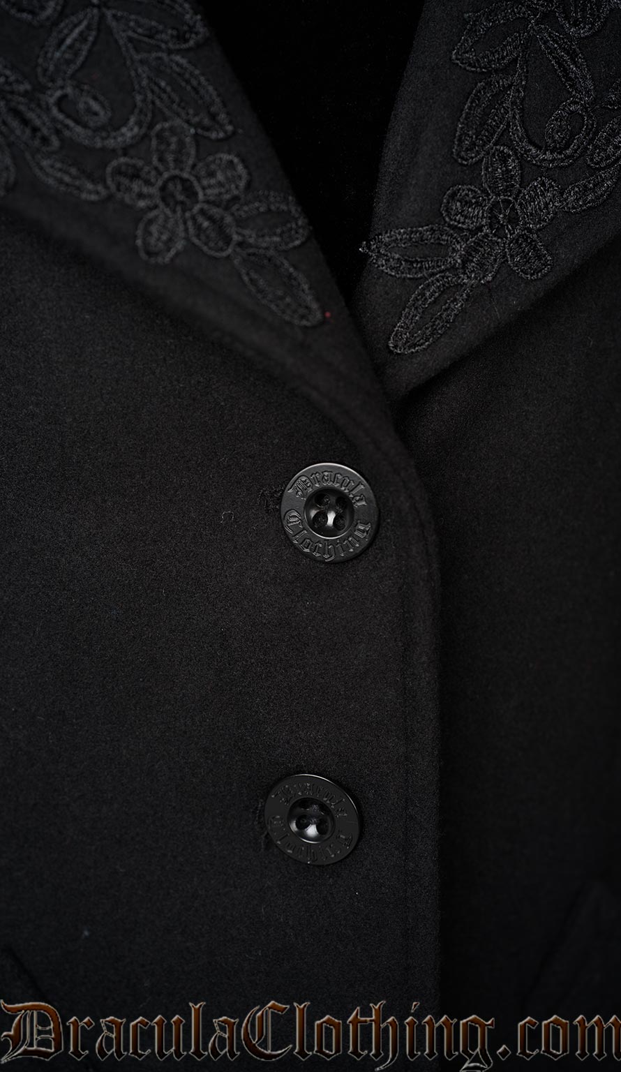 Embroidered Hooded Wool Coat