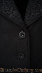 Embroidered Hooded Wool Coat