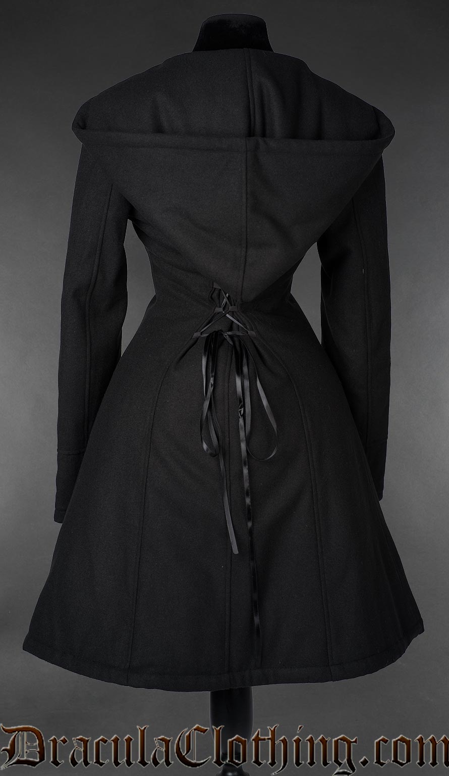 Embroidered Hooded Wool Coat