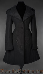 Embroidered Hooded Wool Coat