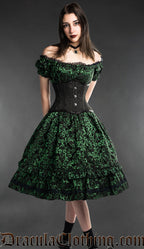 emerald green gothic dress Lysandra Wedding Black Lace Ball Gown in Green, Purple or Red creating a striking silhouette that commands attention Emerald Gothabilly Dress M