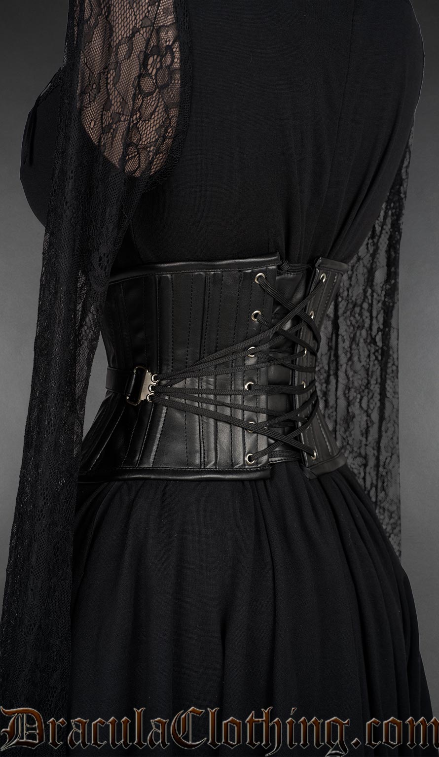 Fan Lacing Faux Leather Extreme Waist Cincher