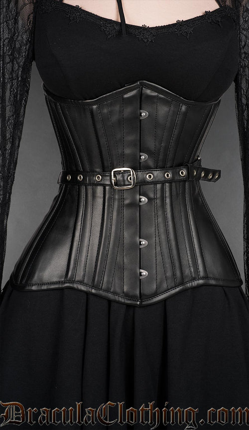 Fan Lacing Faux Leather Extreme Waist Corset