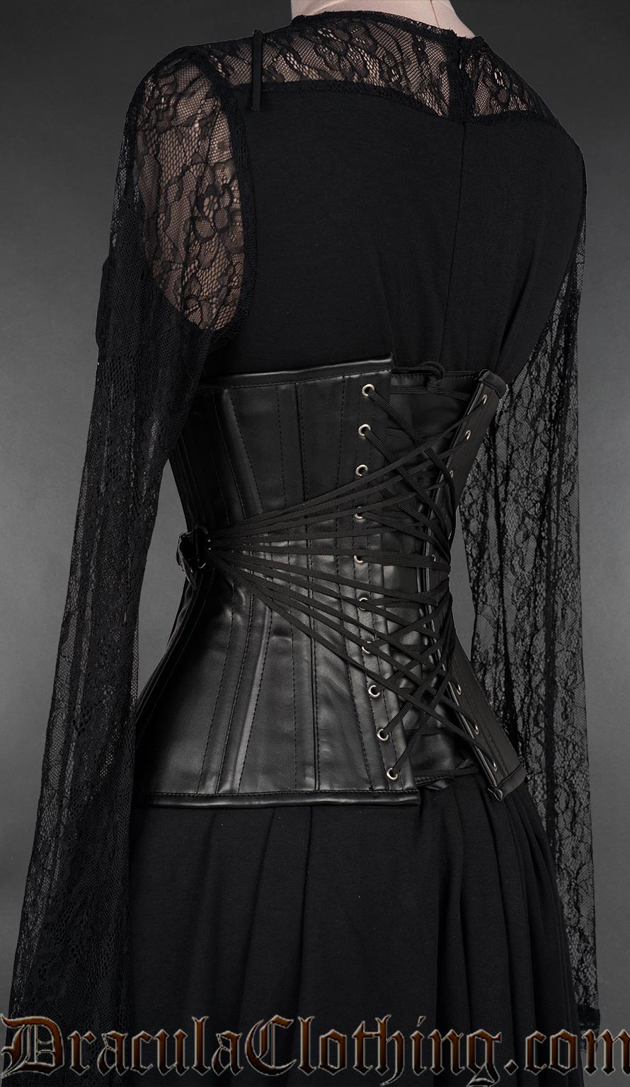 Fan Lacing Faux Leather Extreme Waist Corset