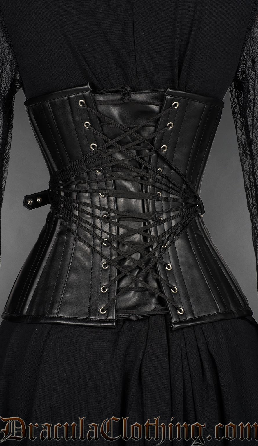 Fan Lacing Faux Leather Extreme Waist Corset