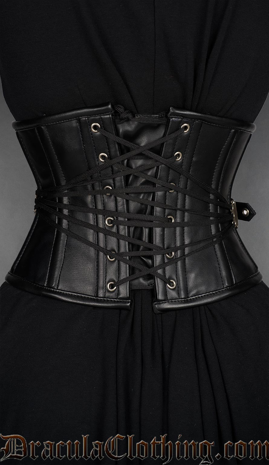 Fan Lacing Faux Leather Waist Cincher