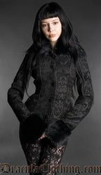 Brocade Faux Fur Pocket Jacket