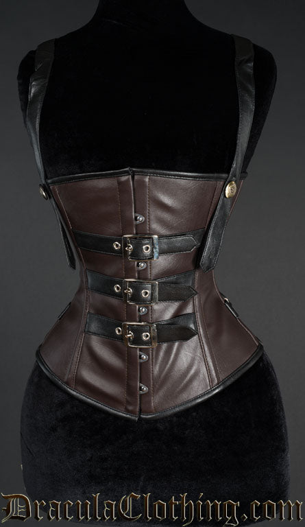 Heavy Faux Leather Buckle Corset