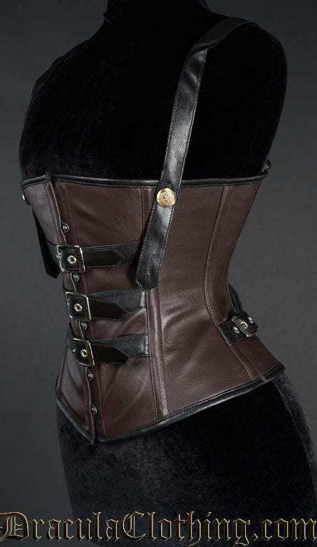 Heavy Faux Leather Buckle Corset