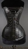 FAUX LEATHER CLEAVAGE CLASP CORSET