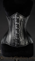 Women's underbust extreme waist corset made with black faux leather