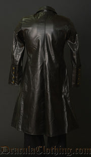 Faux Leather Officer Coat