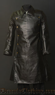 Faux Leather Officer Coat