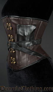 Faux Leather Pocket Clasp Corset