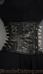 Faux Leather Spiked Waist Cincher