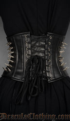 Faux Leather Spiked Waist Cincher