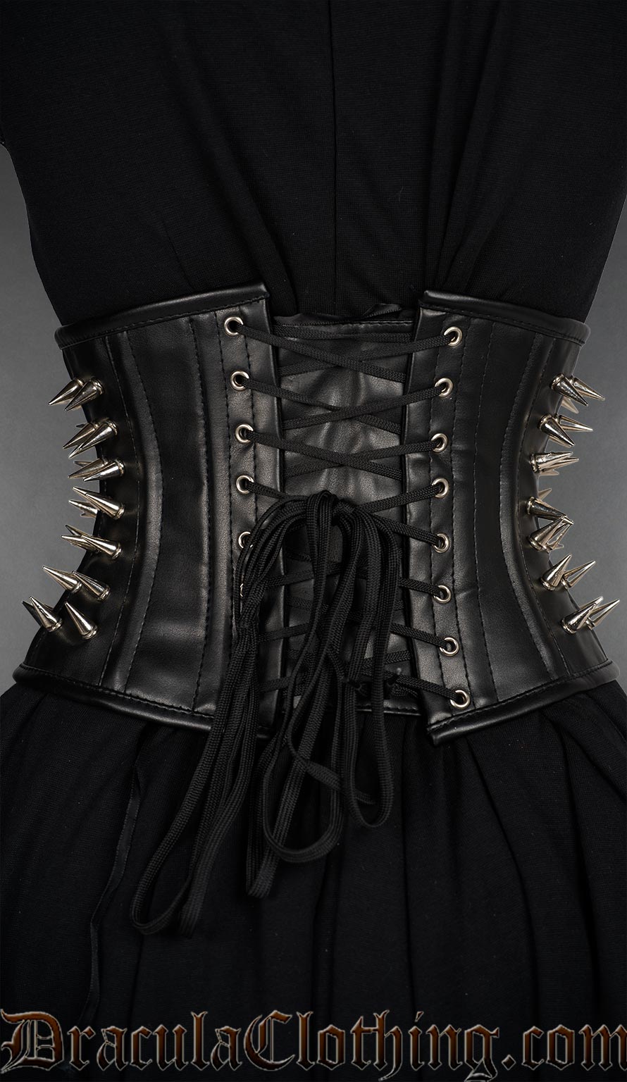 Faux Leather Spiked Waist Cincher